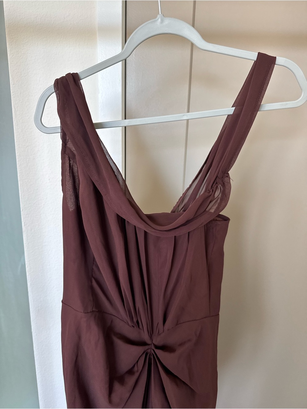 NWT PrettyLittleThing Chocolate Chiffon Draped Midi Dress 10 - Picture 7 of 10